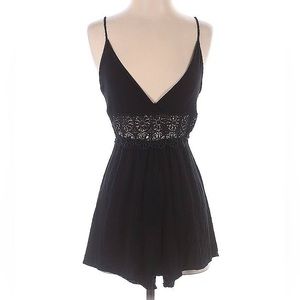 open-back black romper